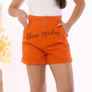Imagem de Shorts Jeans 020 Bolso Colorido - Doutoras Modas , Laranja, G