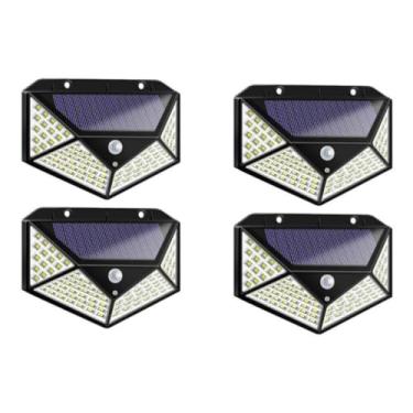 Imagem de Kit 4 Luminárias Solares LED Externas com Sensor de Presença 100 LEDs À Prova D’Água(4 UN)