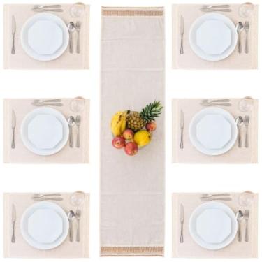Imagem de Kit 7 Peças 6 Jogos Americano + 1 Caminho Trilho de Mesa Posta Cozinha Decoração LEVE