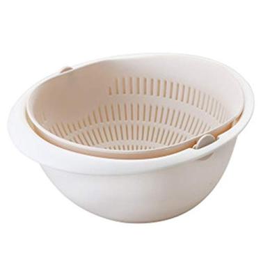 Imagem de Cesta de drenagem de cozinha cesta de lavagem de vegetais de camada dupla criativa doméstica tigela de frutas de plástico giratório cesta de filtro de água de limpeza de arroz de cozinha fácil de
