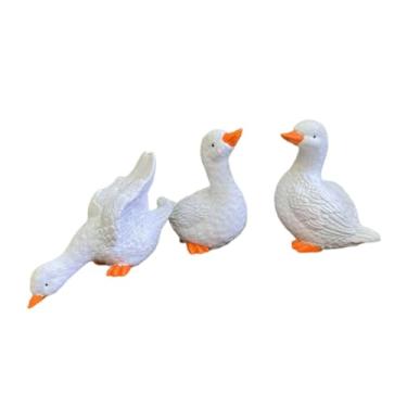 Imagem de Ioensy Conjunto de 3 Estátuas de Pato para Jardim, Decoração de Quintal, Esculturas de Animais em Miniatura para Quintal, Pátio, Jardim de Pedras e Lagoa