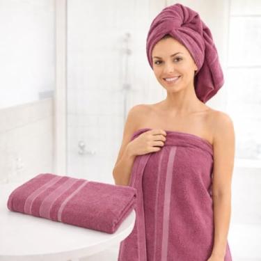 Imagem de Toalha de Banho Aurora Cortex, 99% Algodão 1% Poliester (listras), 65 x 135 cm, 300g, Ultra Absorvente e Macia (ROSA)