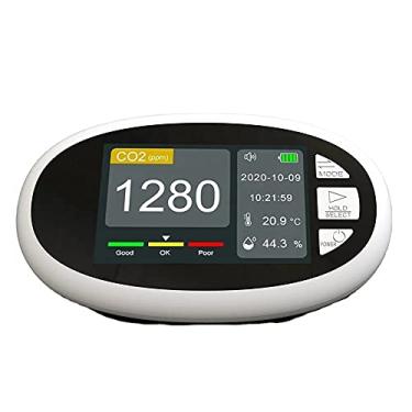 Imagem de Monitor de qualidade do ar de CO2, temperatura, umidade relativa, monitor em tempo real 24H, bateria embutida de 2000 MAh, nível PPM de dióxido de carbono CO2