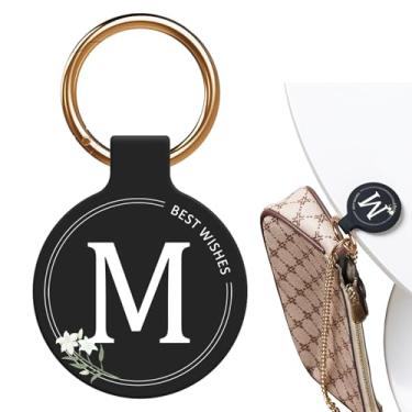 Imagem de Suporte magnético para bolsa com letra A-Z com design floral elegante para mulheres adequado para tampos de mesa, moldura de dobradiça de porta de parede de metal, carrinho de compras, exiba sua