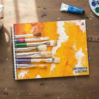 Imagem de Caderno de Cartografia e Desenho Tema Arte e Pintura, Capa Sortida, Ideal para Escola, Desenho Artístico, Pintura, Atividades Educativas, Uso Escolar e Criativo