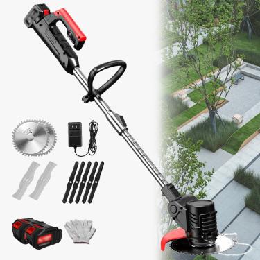Imagem de Cortador de grama telescópico portátil elétrico pequeno doméstico 24v bateria recarregável ferramenta de corte de grama de jardim com lâmina, 24v/4.0ah