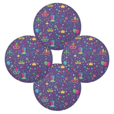 Imagem de Wassud Jogo americano conjunto de 4 tapetes de mesa redondos de balão de festa de carnaval para cozinha e jantar tapetes laváveis resistentes ao calor para decoração de mesa 39 cm