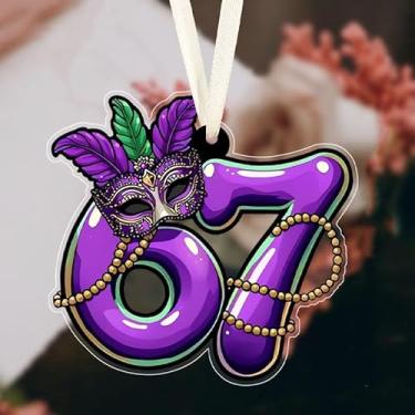 Imagem de Carnaval roxo 6 e 7 enfeites planos de acrílico para pendurar ideias de troca de presentes de carnaval para amigos família pingentes de janela decoração pendurada