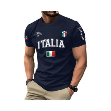 Imagem de Camiseta Masculina Com Estampa Da Bandeira Italiana, Gola Redonda, Uni