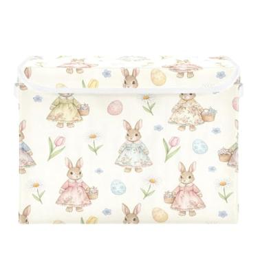 Imagem de SEHANY Cestas de armazenamento fofas de coelho de desenho animado com tampas, organizador de caixas de armazenamento de tecido para armário de roupas, cobertor de escritório, berçário, 42 x 32 x 30 cm