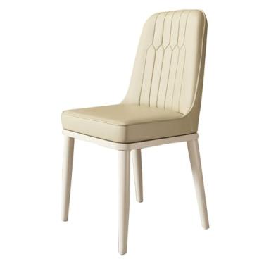 Imagem de Cadeiras de jantar modernas com almofada de esponja de alta elasticidade espessa e pernas de aço carbono, design ergonômico de inclinação de 105°, encosto confortável - cor branca