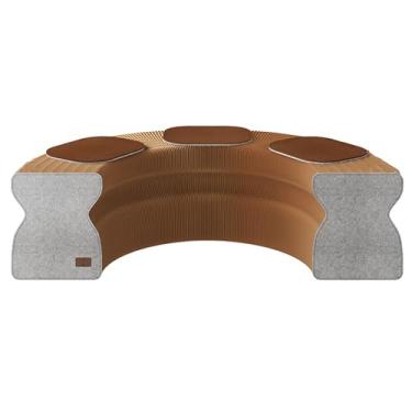 Imagem de Banqueta dobrável moderna de papel artesanal com almofada, cadeira de sapato portátil para sala de estar, quarto e estudo - banqueta marrom elegante (120 x 31 x 36,5 cm)