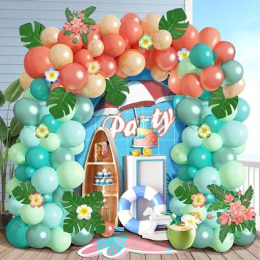 Imagem de Conjunto De Guirlanda De Balões Com Tema Havaiano 124 Peças Balões Ret