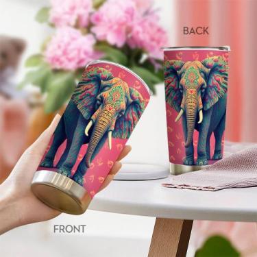 Imagem de Caneca de viagem Oasisdream Tumbler de aço inoxidável 600mL com tampa