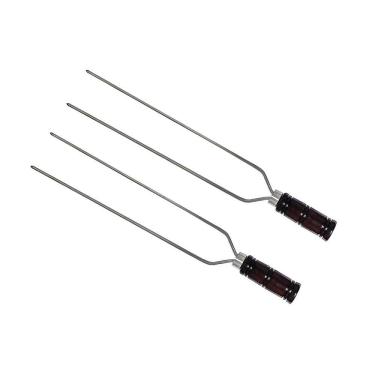 Imagem de Kit 2 Espetos Duplo Para Churrasco 70Cm Cabo De Madeira