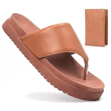 Imagem de Sandália Papete Feminina Asa Delta De Dedo Baixa Flat Moda Tendência Verão Confortável + Carteira-Feminino