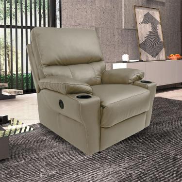 Imagem de Poltrona do Papai Sala de Cinema Mia Reclinável Retrátil Power Elétrico Base Fixa Couro Avelã G40 - Gran Belo