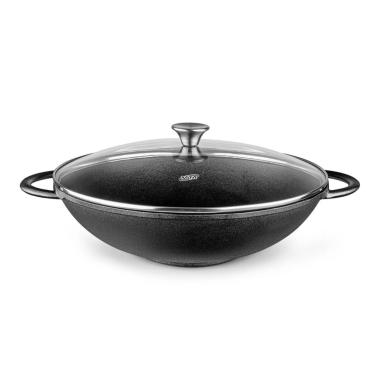 Imagem de Panela Wok Ferro Fundido com Tampa de Vidro 6L - Mta 8350