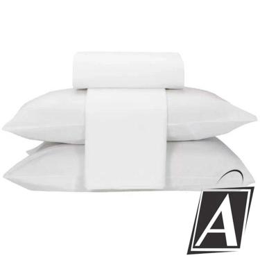 Imagem de Jogo de Cama Queen Teka 100% Algodão 150 Fios Branco 4 Peças
