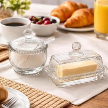 Imagem de kit açucareiro manteigueira porta acucar manteiga pote armazenamento v