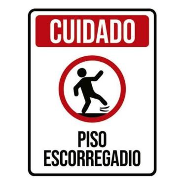 Imagem de Kit 10 Placas Sinalização - Cuidado Piso Escorregadio - Sinalizo