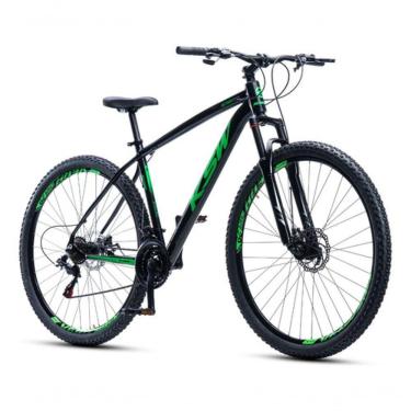 Imagem de Bicicleta Aro 29 Ksw 21 Vel Shimano Alumínio Freio Disco Xlt100 Mtb Preto/verde 17