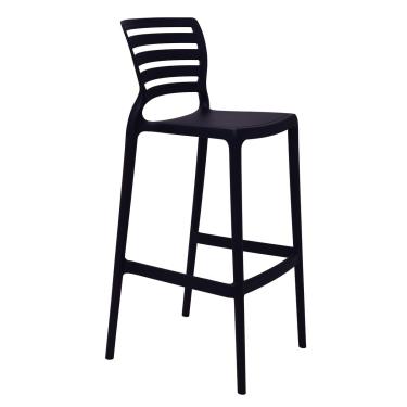 Imagem de Banqueta para Bar Alta Tramontina Sofia Preta em Polipropileno Empilhável