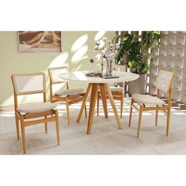 Imagem de Conjunto Sala de Jantar Duna Premium Madeira Maciça c/ Tampo Madeirado