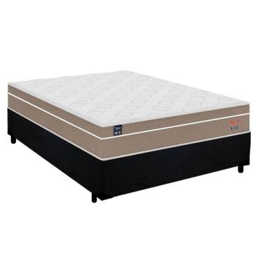 Imagem de Cama Box Casal Suede + Colchão Lis Molas Ensacadas Plumatex 138cm – Suporta Até 120 Kg Por Pessoa Cor:preto