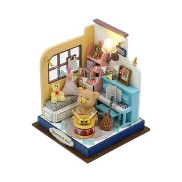 Imagem de Casa De Bonecas Miniatura DIY Em Madeira, Quebra-Cabeça 3D Com Móveis 