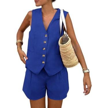 Imagem de Conjunto Coordenado PRETTYGARDEN Azul Royal Regata Sem Mangas M