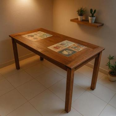 Imagem de Mesa 160cm Madeira Maciça Design Robusto Estrutura Reforçada Acabament