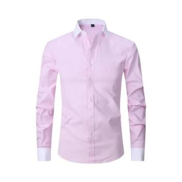 Imagem de Camisa Social Masculina Branca Clássica De Manga Longa Com Punho Franc