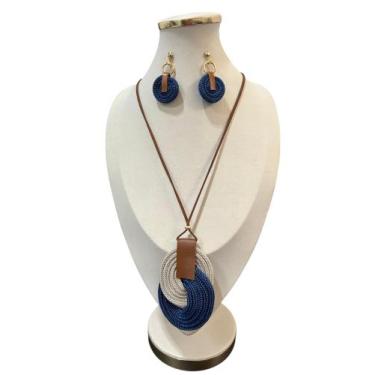 Imagem de Colar Feminino Kit Com Brinco Corda Estiloso Festa Maxi lite - MLBpel,