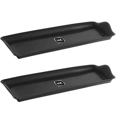 Imagem de Kit 2 Bandejas Travessa Retangular 38x16cm Servir Plástico Petisqueiras Pretas Uz Utilidades