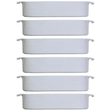 Imagem de 6 Travessas Porcelana Branca 2,5L 30x21cm Germer Restaurantes Buffets Assar e Servir