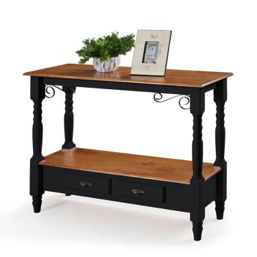 Imagem de Aparador para Sala Pés Torneados 2 Gavetas Inferiores 1028 Linz Móveis - Preto/Imbuia Glazer