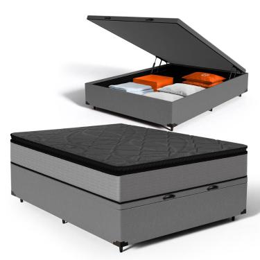 Imagem de Cama Box Baú com Colchão de Molas Ensacadas Pillow Top UmaFlex Vitta Casal 138cm