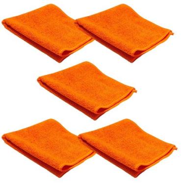 Imagem de Kit 5 pano de microfibra ecologico uso geral 30x30cm laranja - FLASH T