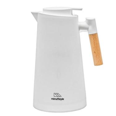 Imagem de Garrafa Termica Jarra Inox Cafe Cha 1 Litro Cabo Madeira Branco - Univ