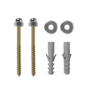 Imagem de Kit Parafuso Vaso Sanitário Latonado 90mm com bucha 10mm - Toralf, Cin