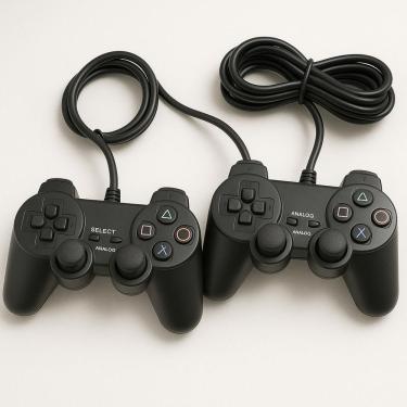 Imagem de Kit Controle para PS2 com Fio Aquilae Kit 2 Controle PS2 com Vibração e Construção Robusta Preto