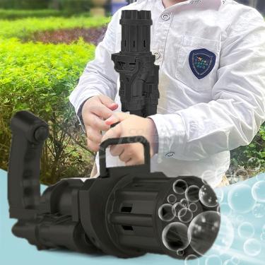 Imagem de Máquina Elétrica Brinquedo Tiktok Lança Bolhas Sabão Mágica Infantil com 8 Saídas Preto...