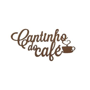 Imagem de Placa Decorativa Cantinho do Café Decoração IV Natural com Fita Dupla Face Branco Trovarelli Móveis