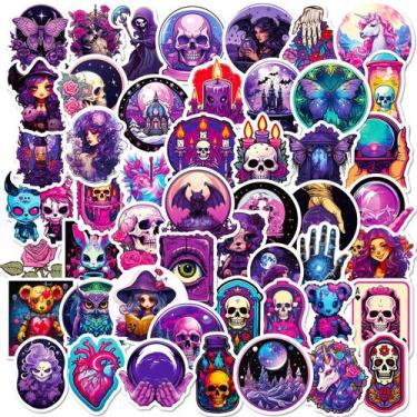 Imagem de Pacote de adesivos Gothic Purple Witch Skull Bat Butt x50 - yiweisai