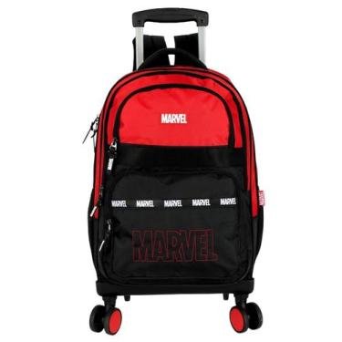 Imagem de Mochila Escolar 4 Rodas e Costas Marvel Avengers Luxo MC50032, Vermelh