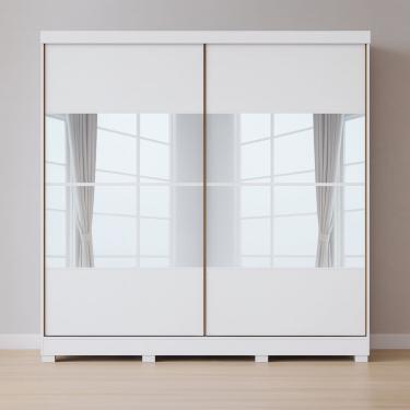 Imagem de Guarda Roupa Casal com Espelhos 2 Portas de Correr com Pés em MDF Pontal Móveis Castro