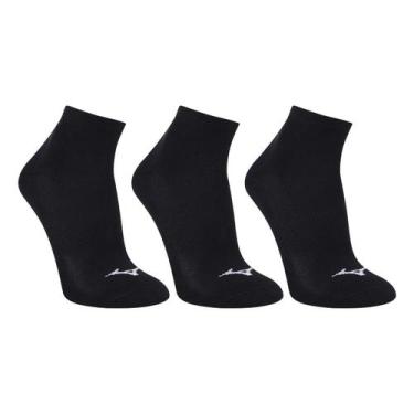 Imagem de Kit Meia Mizuno Cano Curto Prime 3 Pares, Preto, Branco, 33/38