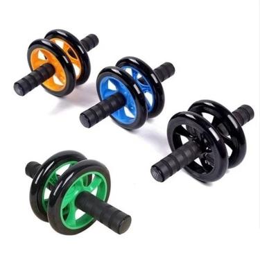 Imagem de Roda para Exercícios Abdominal com Tapete Fitness para Fortalecimento do Core com Apoio em EVA Amarelo, Verde, Preto