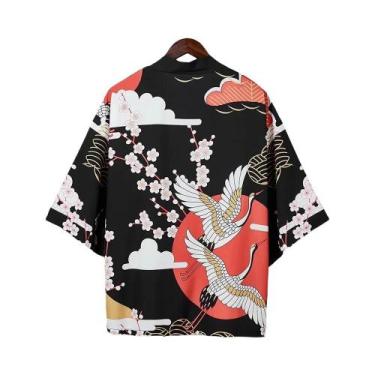 Imagem de Kimono Japonês Feminino Estilo Guerreira Harajuku Haori Yukata De Verã